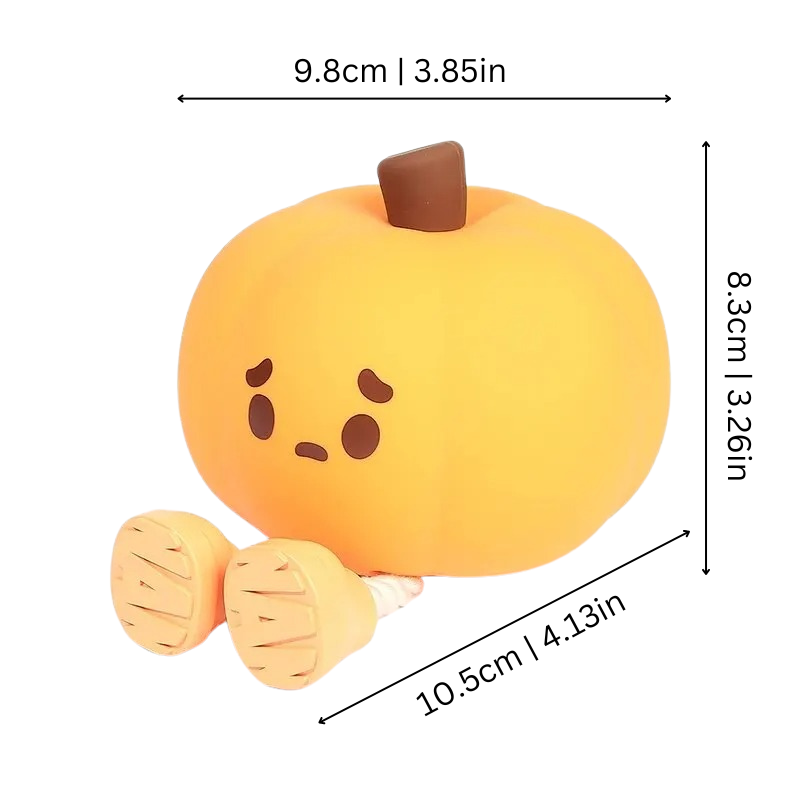 Rechargeable Halloween pumpkin lamp with soft glow & touch control for kids' room. Ideal nursery decor.