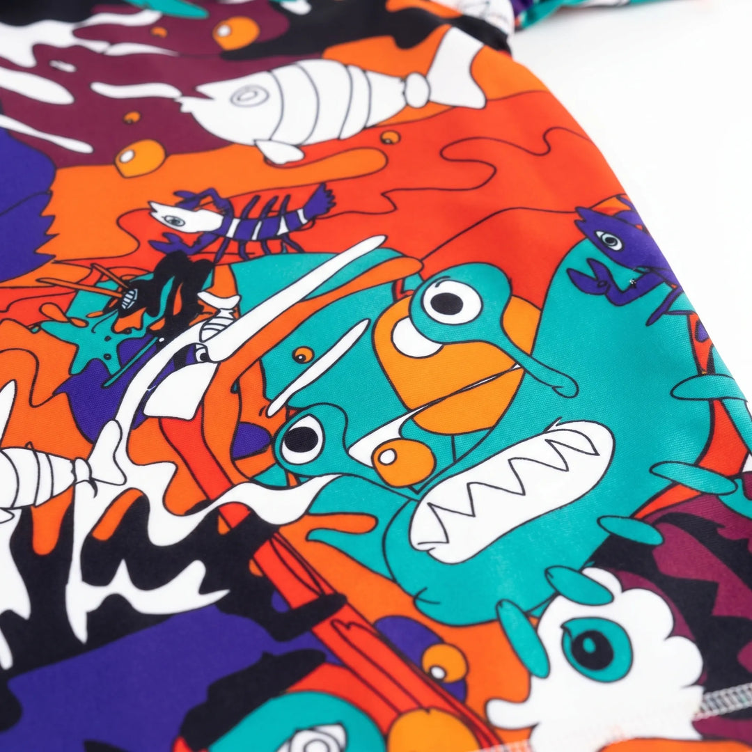 Youth quick-dry short-sleeve rash guard, perfect for active beach & pool swimwear.