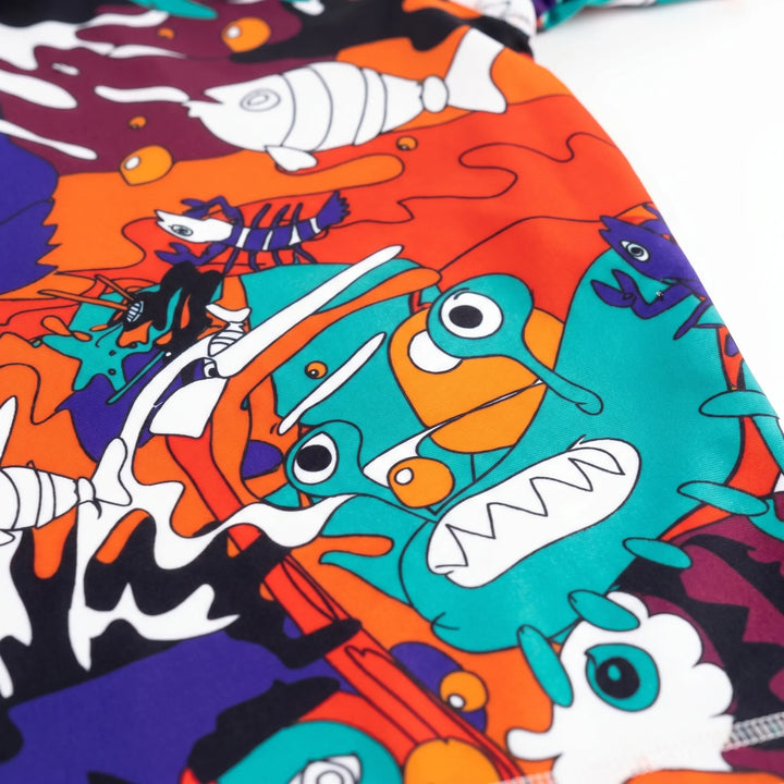 Youth quick-dry short-sleeve rash guard, perfect for active beach & pool swimwear.