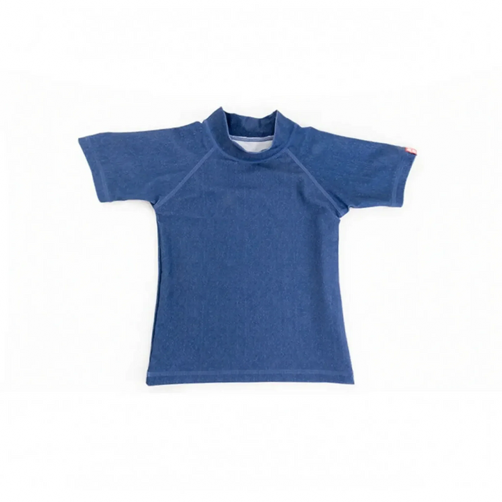 Kids' short-sleeve rash guard, quick-dry and UPF 50+ for sun protection during water play.