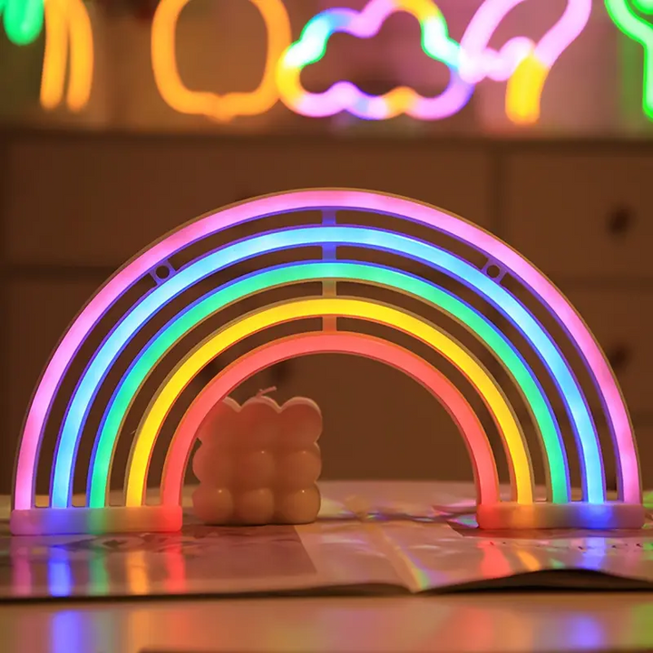 Kids' RadiantArc rainbow projector night light creates a soothing, colorful ambiance. Perfect LED lamp for children's bedrooms.