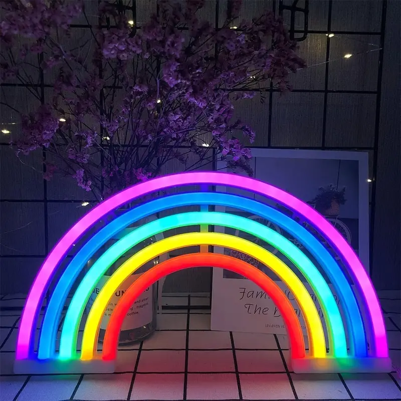 RadiantArc rainbow night light, ideal kids room decor. Projects vibrant colors for a soothing bedroom ambiance. LED lamp.
