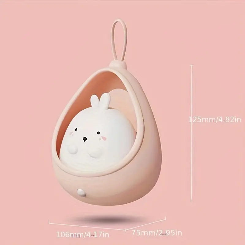 Child-friendly animal night light, PurrLight design, rechargeable with motion sensor, soft glow.