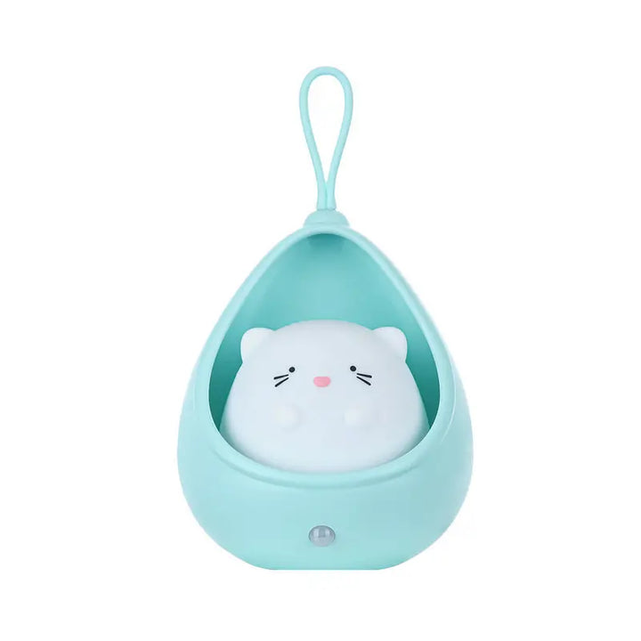 Bedside animal night light, soft glow LED, motion sensor, rechargeable, ideal children gift.