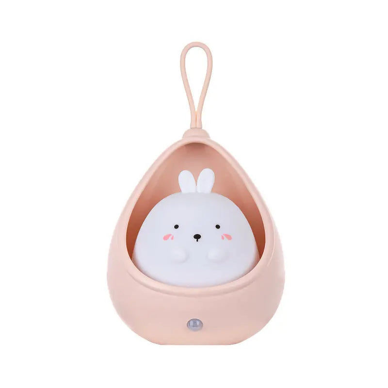 Kitten-themed rechargeable night light with motion sensor, safe LED for kids' room decor.