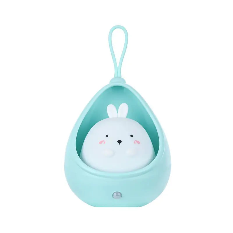 Rabbit LED night light, rechargeable, motion-activated, perfect soft glow for kids' bedroom.