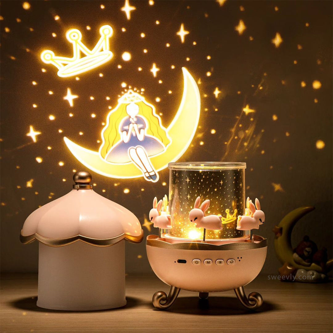 Kids' DreamLite projector with calming music & soft light projection, a soothing sleep aid for children.