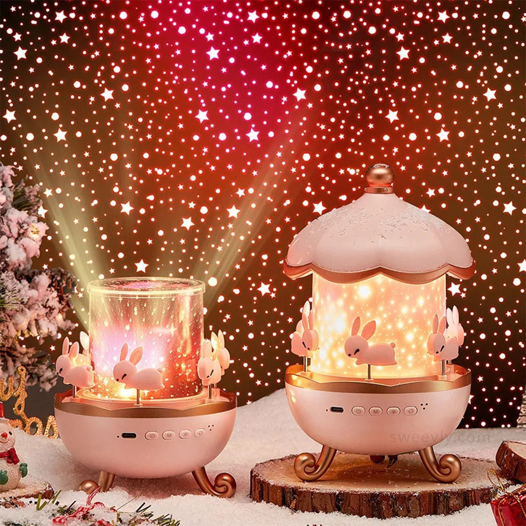 White Kids' Rest & Dream Projector, stylish nursery decor & bedtime light with calming star projections.