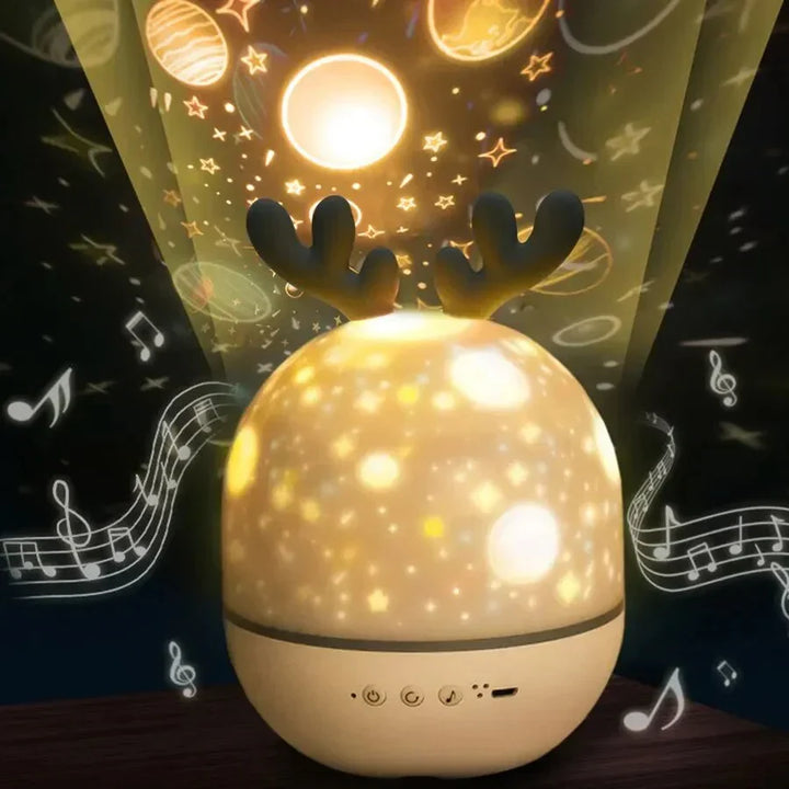 Kids' rotating starry sky projector night light, perfect for bedroom decor & sleep aid.