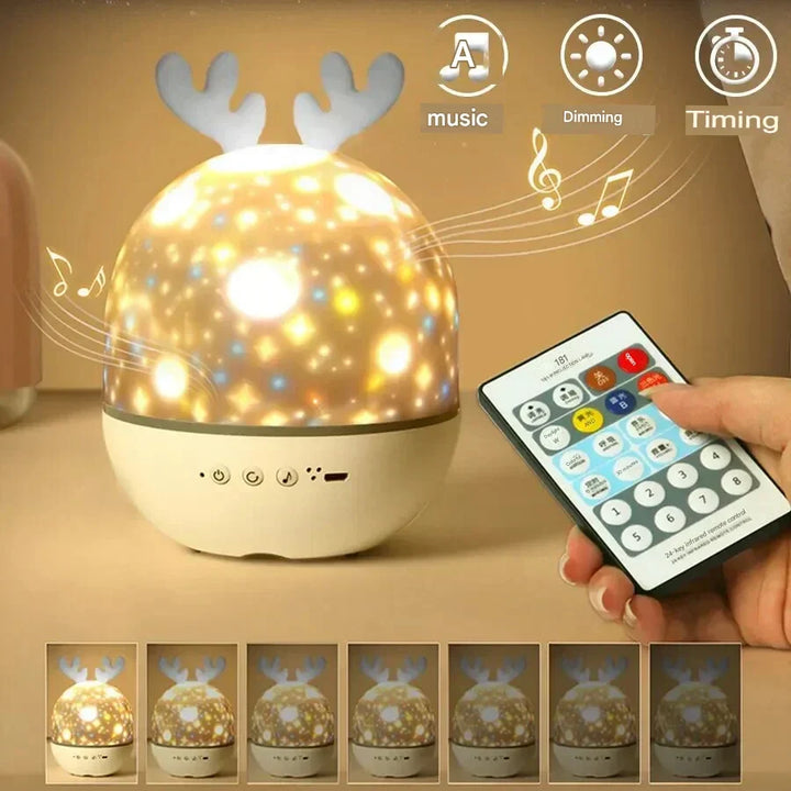 StarryDream rotating night light projects unique patterns, soothing sleep aid for baby nursery & kids.