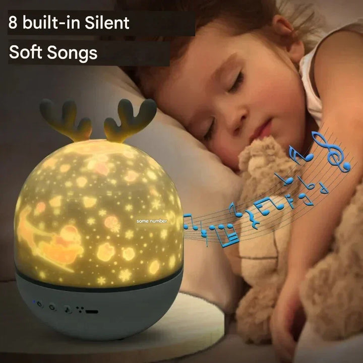 Magical kids' star projector night light, rotating galaxy display for a calming bedroom atmosphere.