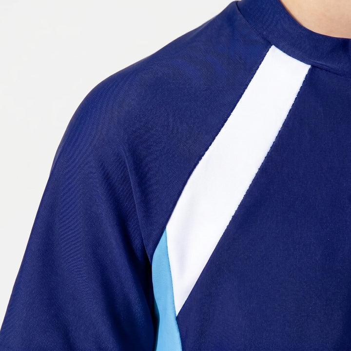 Kids' active wear one-piece rash guard swimsuit, perfect for summer swimming and water play.