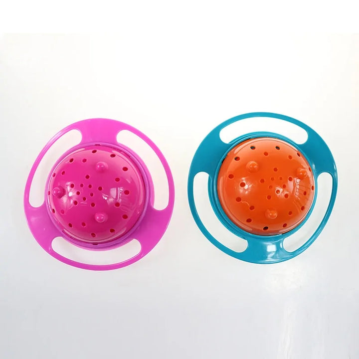 Gyro snack bowl for kids. Spill-proof, rotating food container, essential for toddlers.