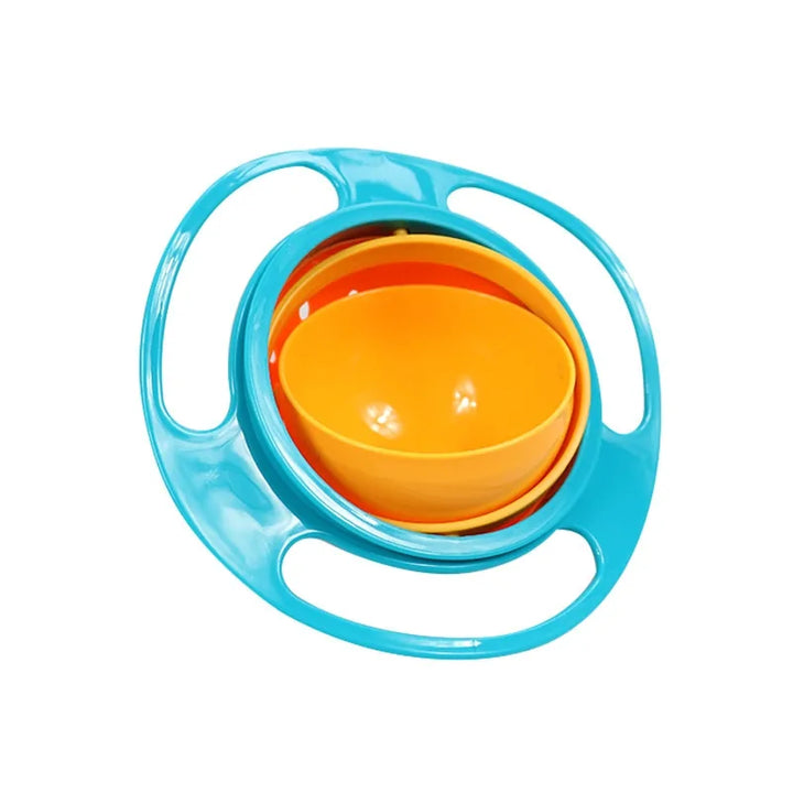 Rotating spill-proof gyro bowl. Designed for active kids, keeps snacks inside easily.