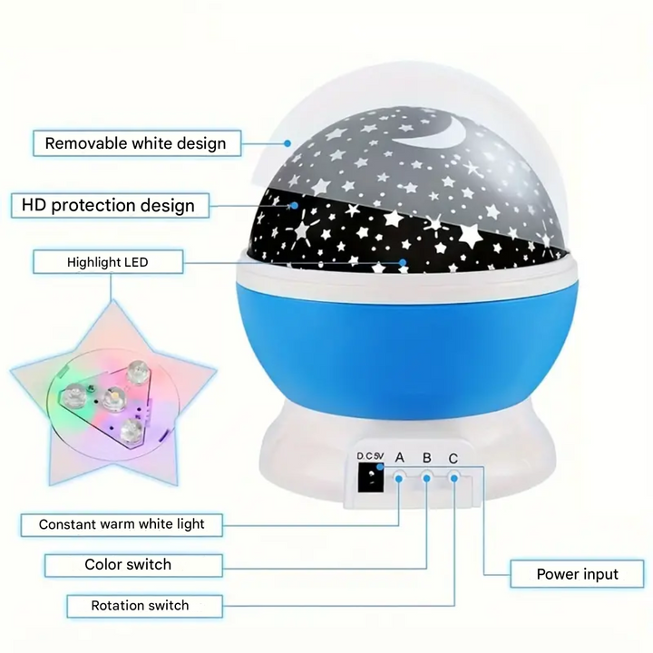 Star projector night lamp, a children's gift with galaxy light & music. Enhances kids' bedroom decor.