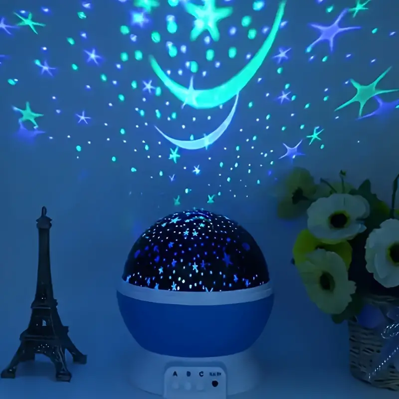 Rechargeable galaxy light projector for kids' rooms. A soothing night lamp and sleep aid for children.