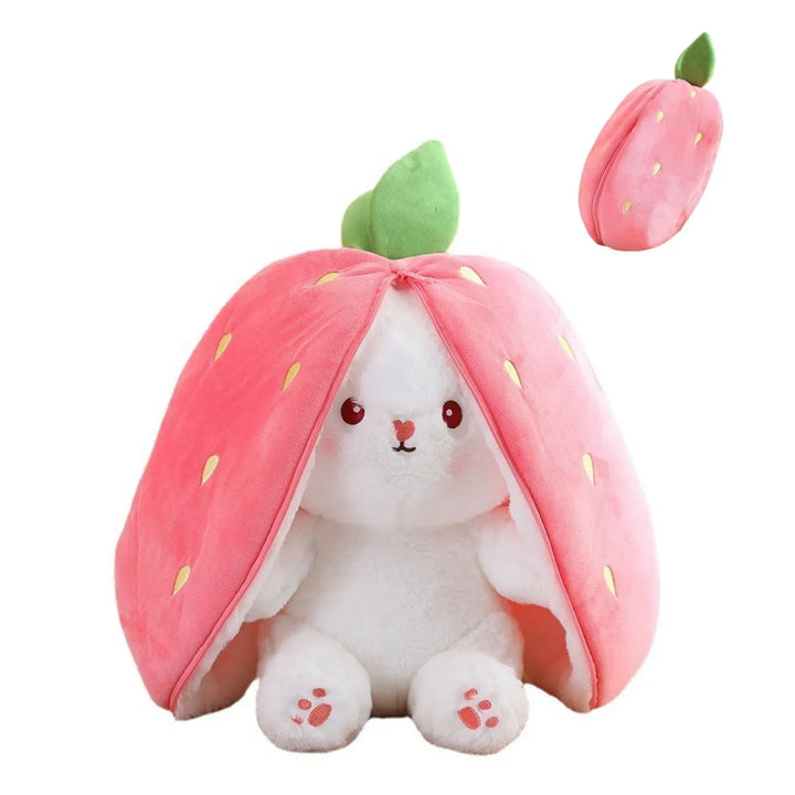Kids' transforming plush animal cuddle toy; fruit & character soft toy for imaginative play.