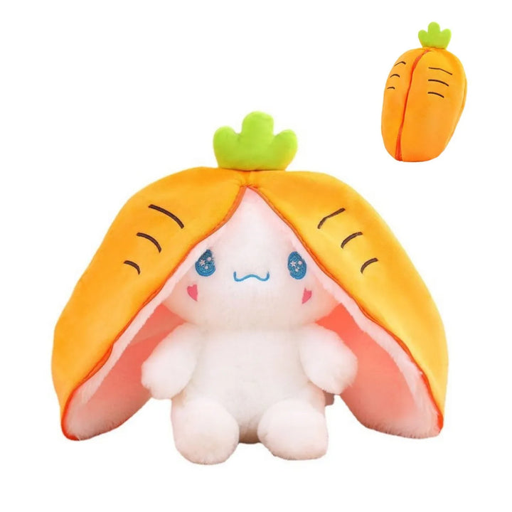Playful dog transforming plush toy, cleverly changes to a strawberry fruit for endless fun.