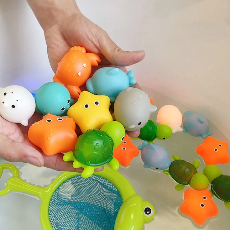 Engaging developmental bath toys for toddlers. Twinkling light-up water toys enhance sensory play & fun.