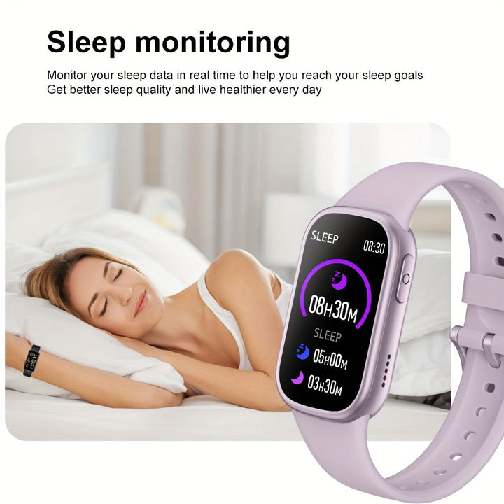 Happy child wearing a blue waterproof smartwatch, tracking activity outdoors, durable & fun.