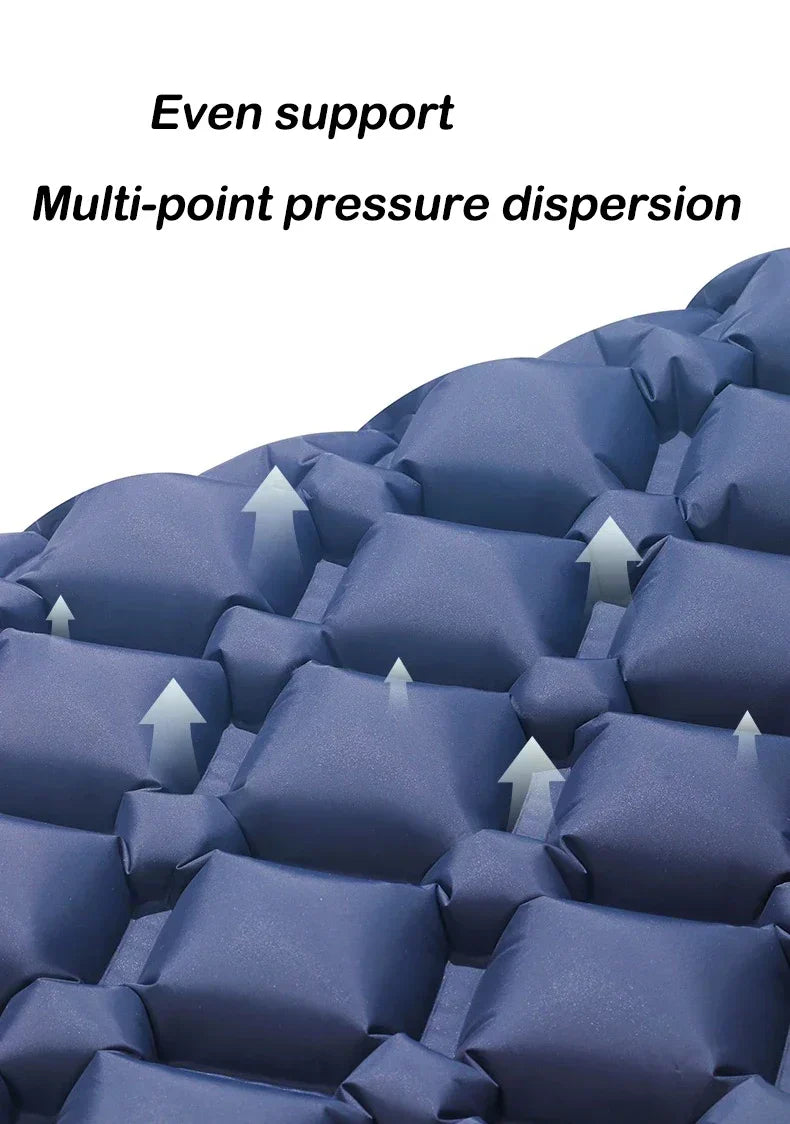 Kieran Double Camping Mattress in a tent, showcasing its size and comfort