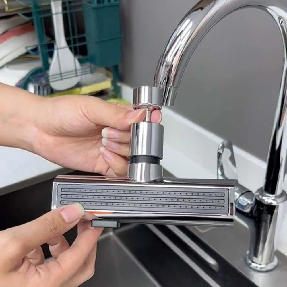 Kitchen faucet water-saving extension with adjustable spray, 360 rotation, and easy install for sink upgrade.