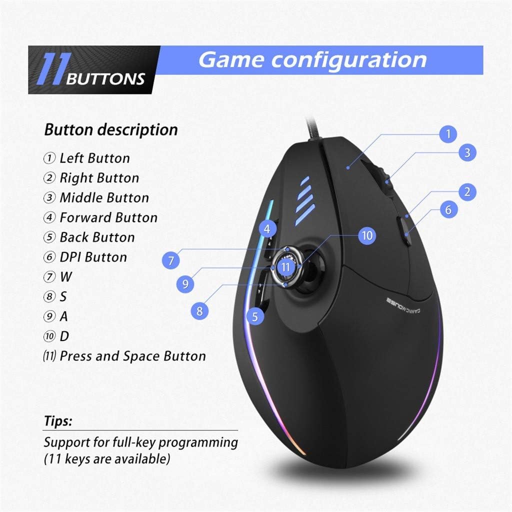 Kryvos RGB gaming mouse, vertical ergonomic design, 11 programmable buttons, a top computer peripheral.