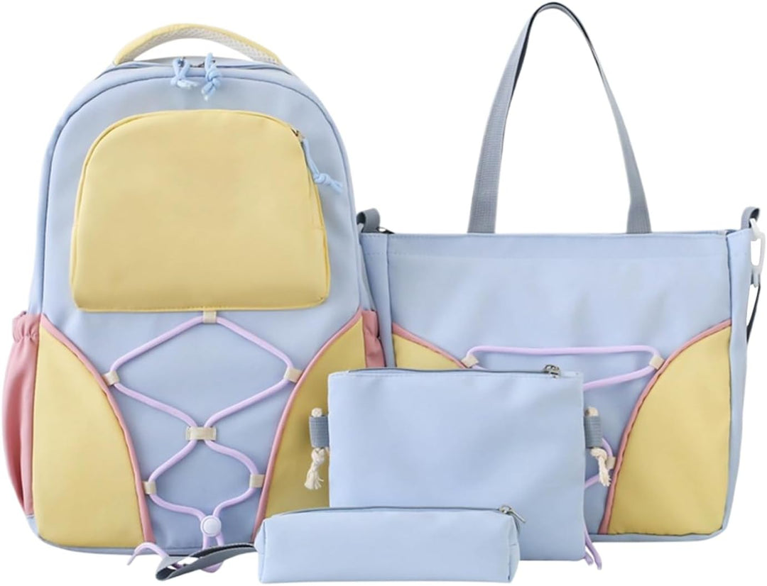 Large capacity student backpack set with pencil case, front view, perfect for school
