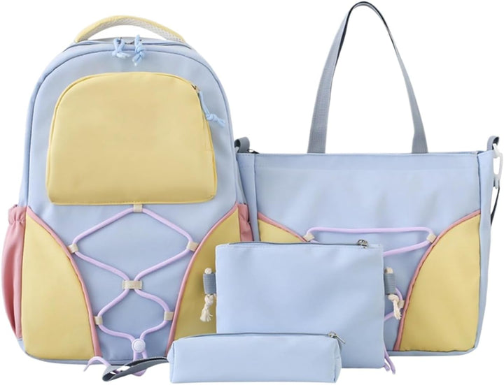 Large capacity student backpack set with pencil case, front view, perfect for school