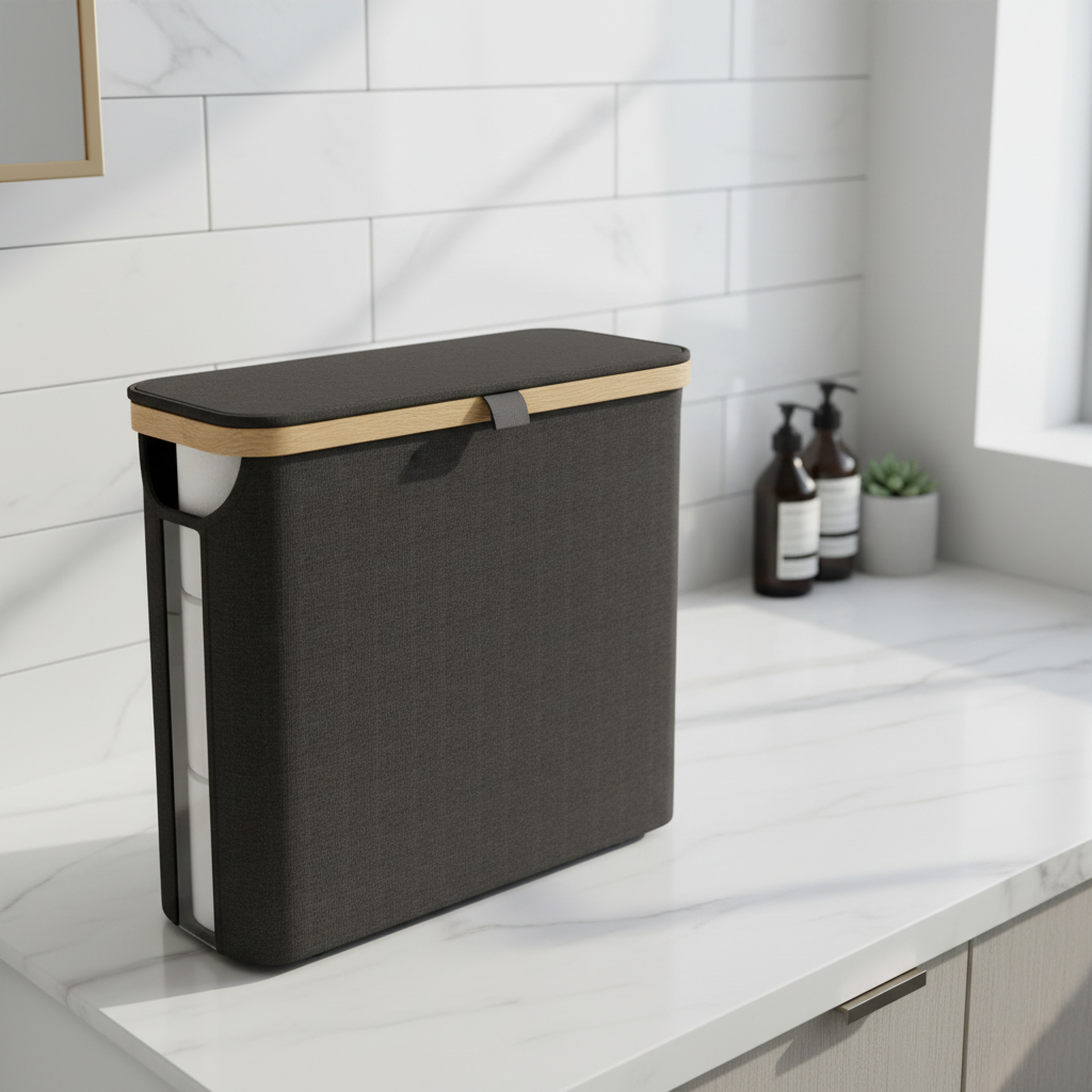 Large capacity waterproof toilet paper storage box, wall-mounted, white, for bathroom hygiene storage.