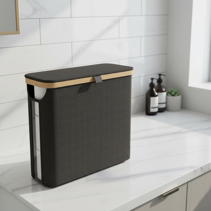 Large capacity waterproof toilet paper storage box, wall-mounted, white, for bathroom hygiene storage.