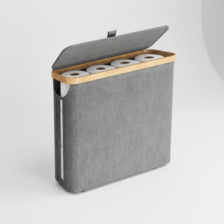Bathroom storage solution: RollKeeper waterproof toilet paper box, maximizes space.
