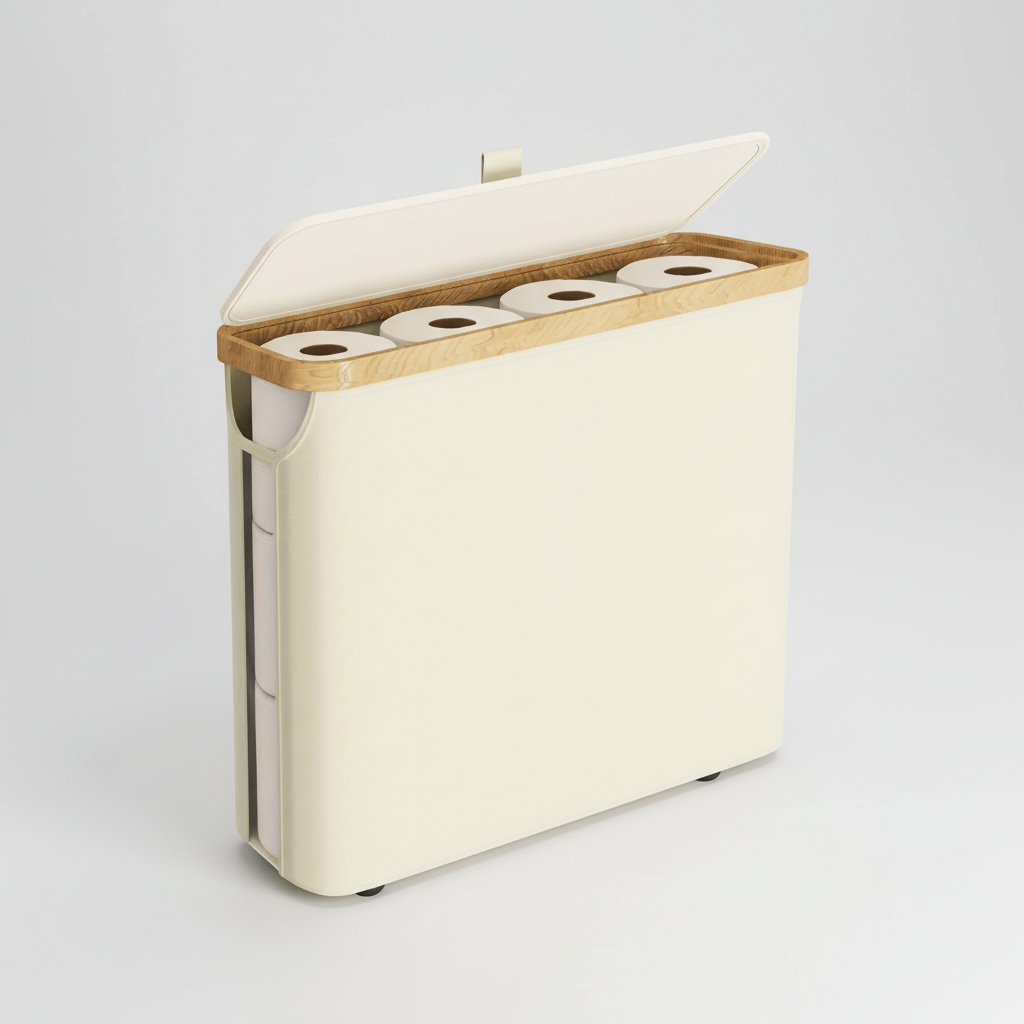 Modern high-capacity toilet paper storage, waterproof design ensures hygiene in bathrooms.