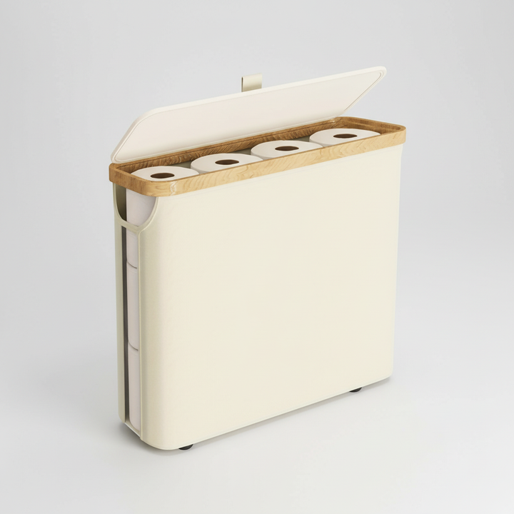 Modern high-capacity toilet paper storage, waterproof design ensures hygiene in bathrooms.