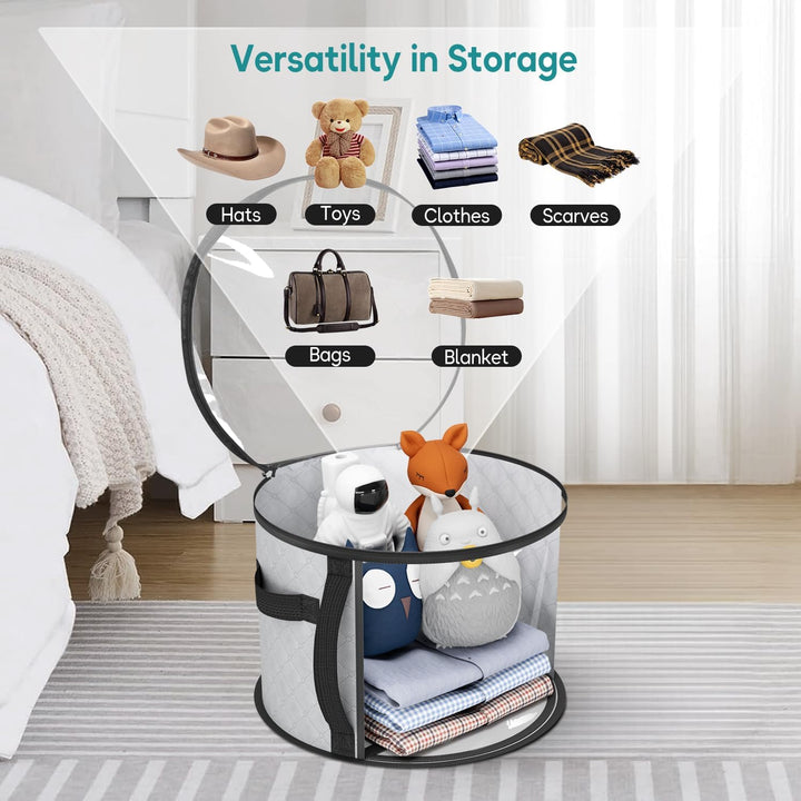 Foldable clear plastic hat case, large size for wide-brim hats, excellent for hat storage and travel.