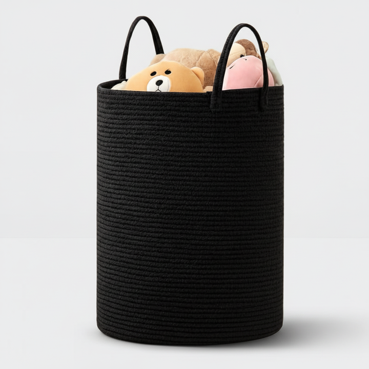 Unisex large cotton rope laundry basket, ideal for bathroom storage and versatile household use