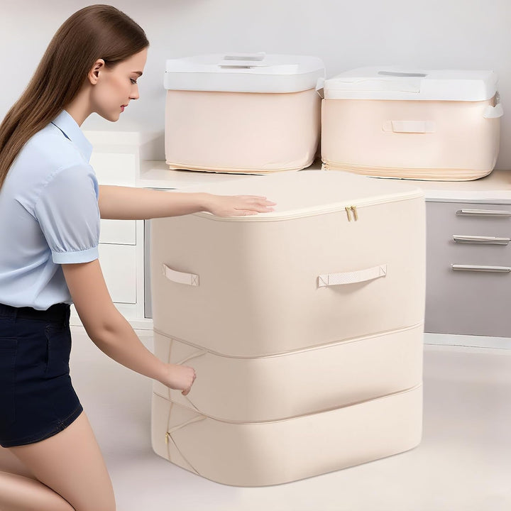 Large dustproof comforter storage, self-compressing design for efficient space use