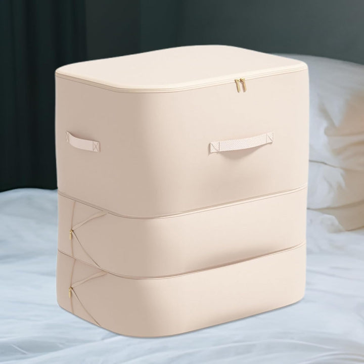 Bedding organization with large self-compressing comforter bag, fully dustproof