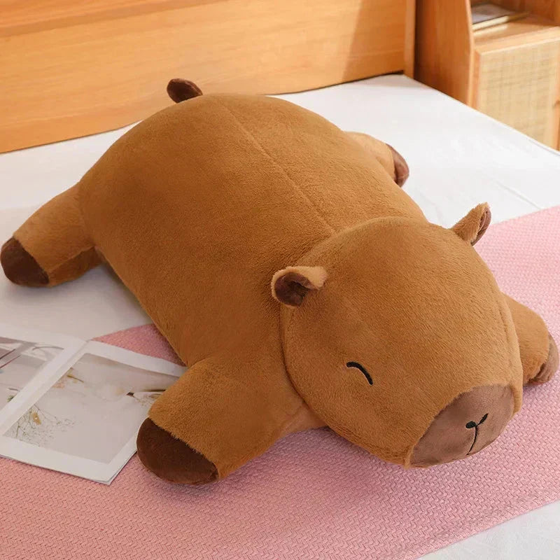 Charming capybara snuggle buddy, a big soft toy for comfort, play & relaxation. Plushie gift.
