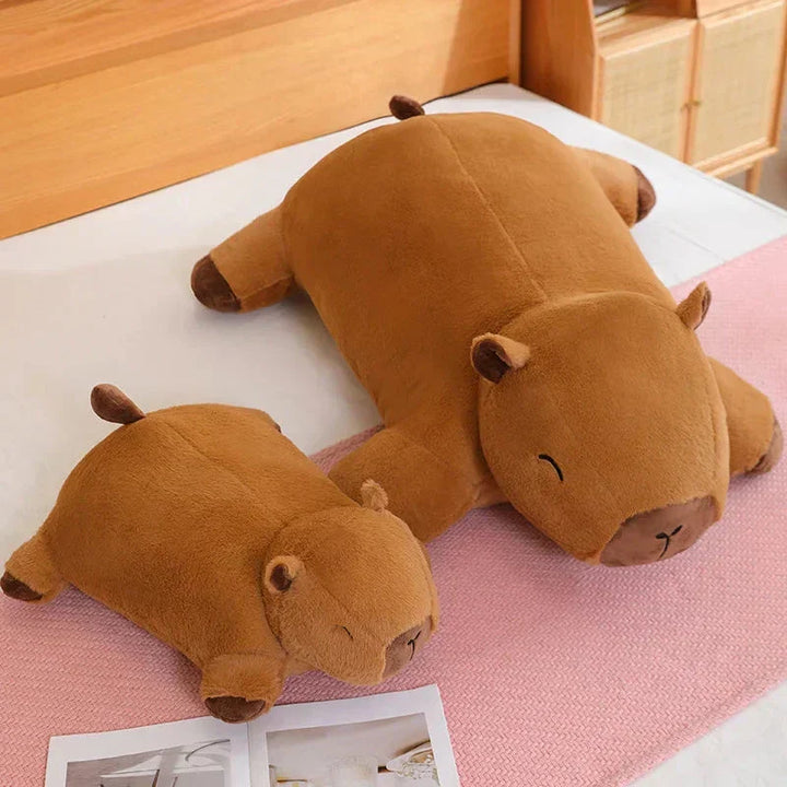 Adorable giant capybara plushie, perfect soft toy gift for animal lovers & cuddling.