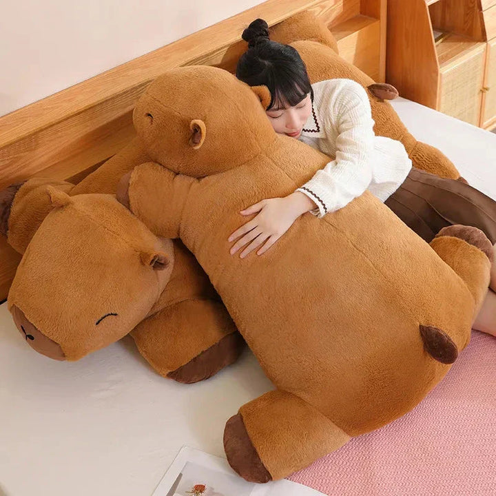 Fluffy giant capybara plushie, ultimate snuggle buddy & comfort pillow for relaxation. Cute.