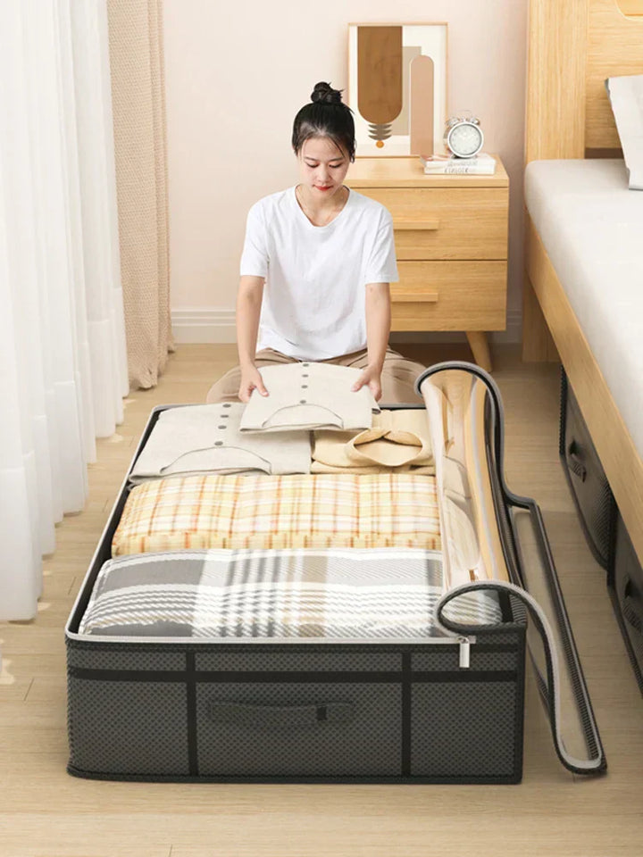 Large foldable non-woven quilt storage bag for clothes organizer in bedroom, Nova.