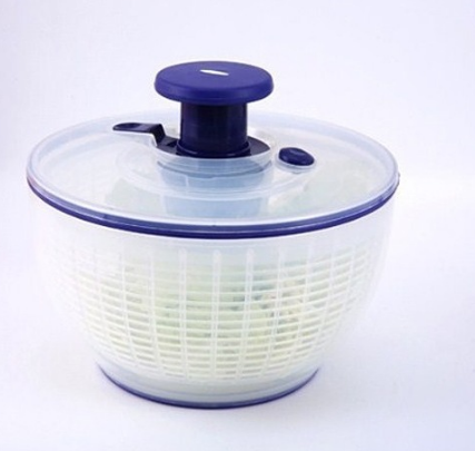 Simple yet effective large salad spinner, designed for quick and easy washing and drying of vegetables.