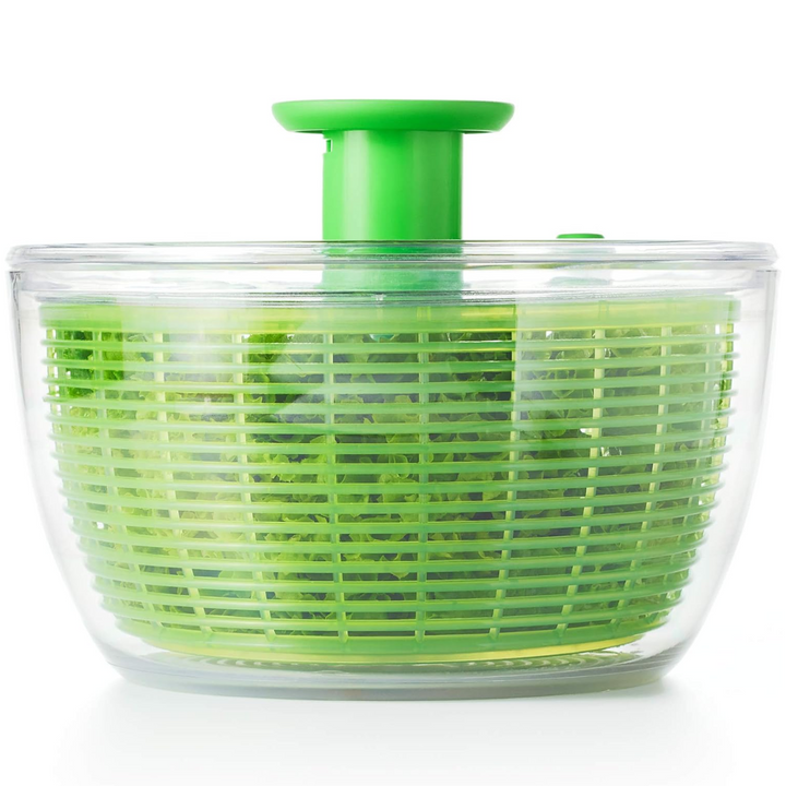 Durable large kitchen salad spinner with non-slip base, essential for drying greens effectively.
