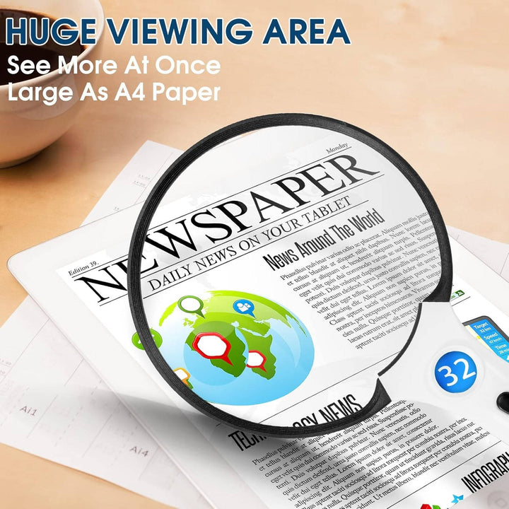 Portable LED magnifying glass with UV, perfect for crafts, hobbies, and reading small print. Low vision aid.