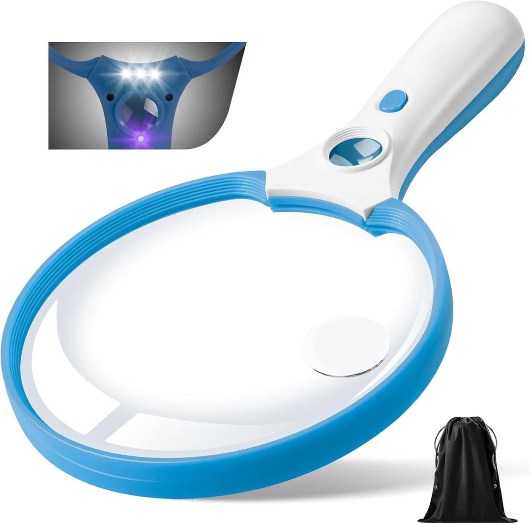 Portable LED magnifying glass for reading, crafts & inspection. A versatile low vision aid & hobby tool for seniors.
