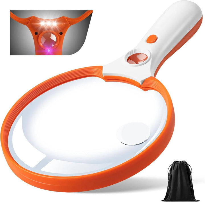 Clear vision LED magnifier, a large portable reading aid & hobby tool. Great for seniors, low vision, and detail work.