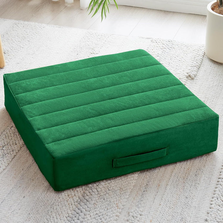 Durable large meditation cushion with soft cover for yoga, relaxation & floor decor.