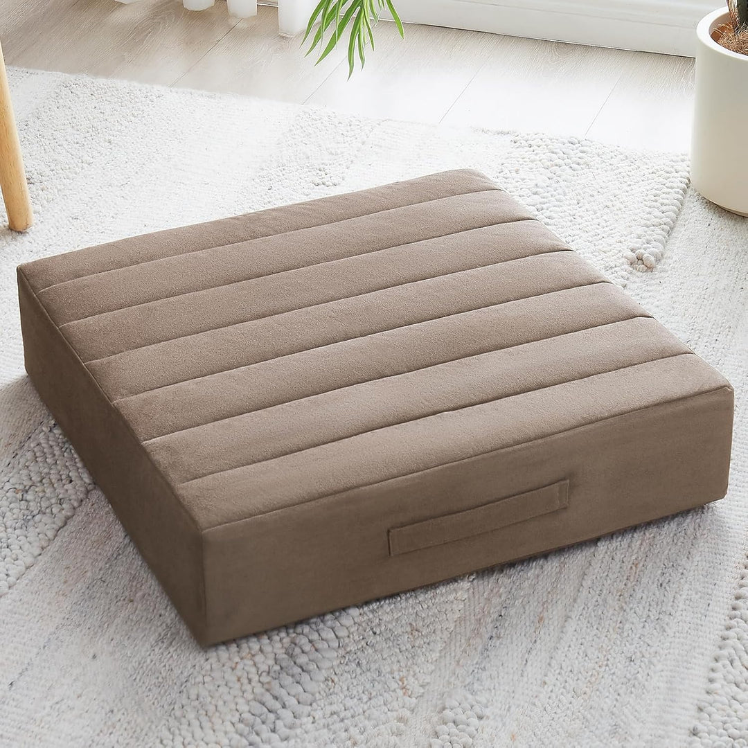 Cozy large meditation cushion for yoga, relaxation, & comfortable floor seating.