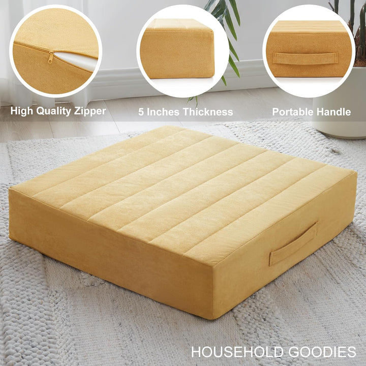 Soft square meditation pillow, enhancing yoga practice & creating cozy home decor.